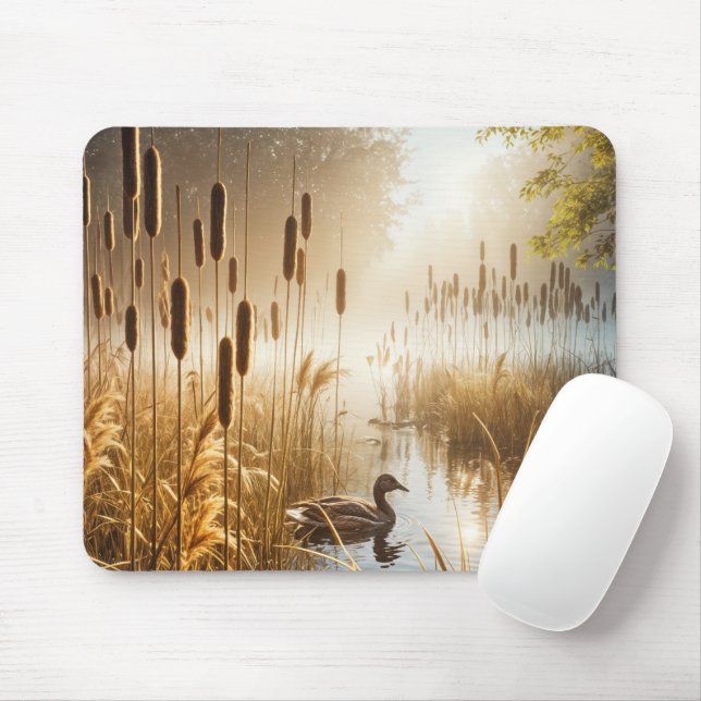 Mousepad Pato Solitário Em Ouro De Manhã (Com mouse)