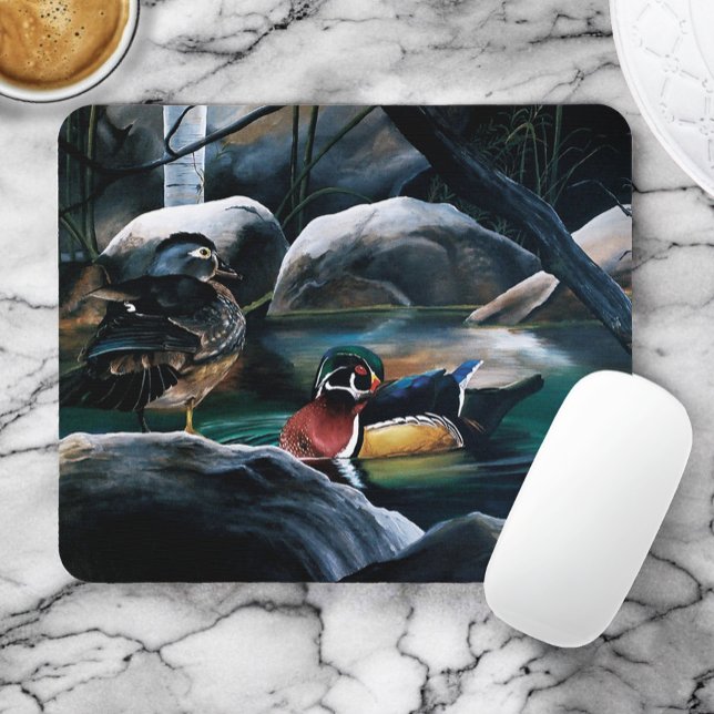 Mousepad Patos Selvagens Casal Lago Natureza Vida Selvagem  (Criador carregado)