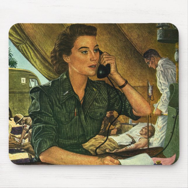 Mousepad Pátria Vintage, Enfermeira ao Telefone (Frente)