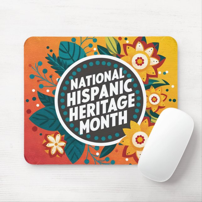 Mousepad Patrimônio Nacional Hispânico Vibrante Mês (Com mouse)