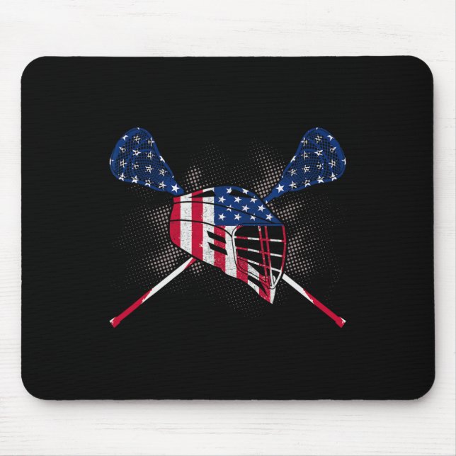Mousepad Patriotic Lacrosse Stick 4 De Julho Bandeira Ameri (Frente)
