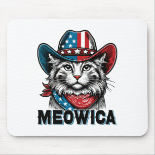 Mousepad Patriótica Meowica American Flag Funny 4 De Julho