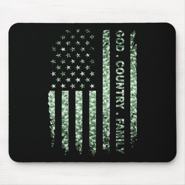Mousepad Patriótico Americano Bandeira da Família Deus País (Frente)