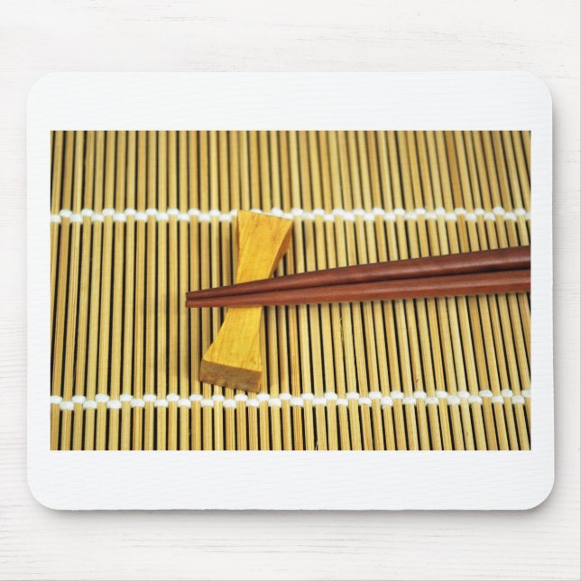 Mousepad Pau de Bambu Chopsticks Sensei Mestres Sushi (Frente)