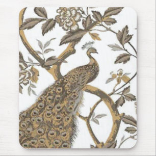 Mousepad Pavão Elegante No Suporte Branco Do Mouse