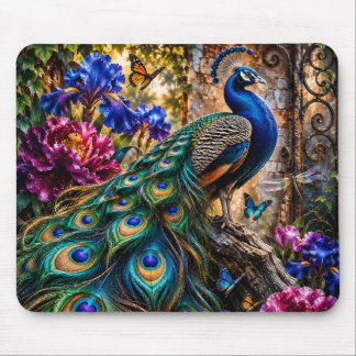 Mousepad Pavão Enfeitiçado no Jardim da Montanha Wisteria
