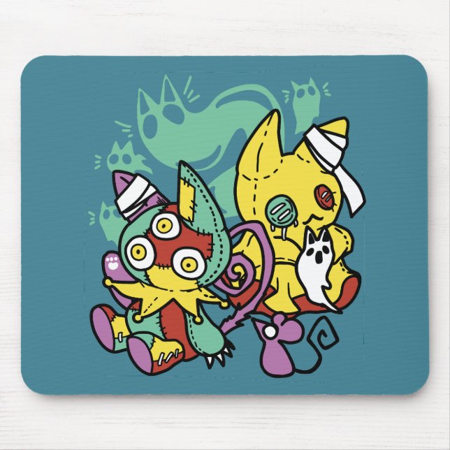 Mousepad Paw-sitively Frightful | Monstrous Cats Halloween  (Frente)