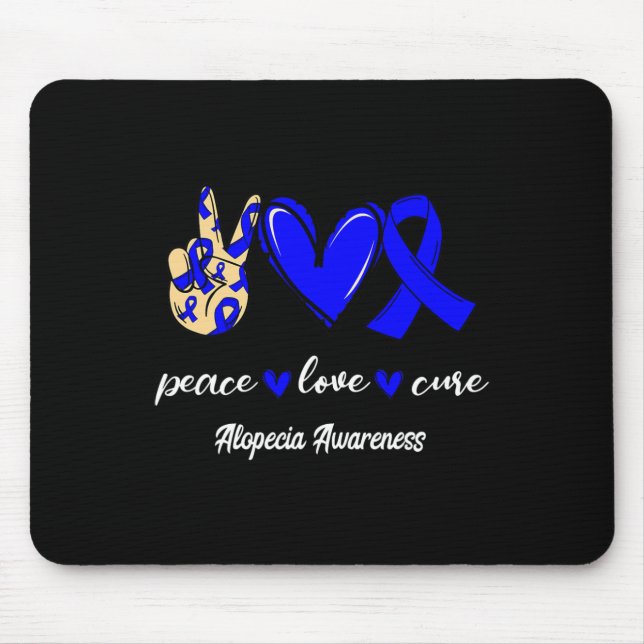 Mousepad Paz Amor Cura Alopecia Azul Fita Consciência (Frente)