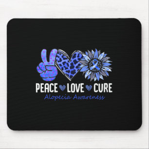 Mousepad Paz Amor Cura Alopecia Consciência Azul Girassol
