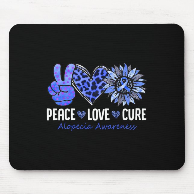 Mousepad Paz Amor Cura Alopecia Consciência Azul Girassol (Frente)