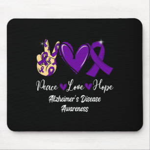 Mousepad Paz Amor Esperança Fita Roxo Doença de Alzheimer