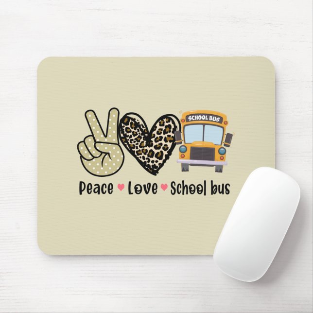 Mousepad Paz, Amor, Ônibus Escolar (Com mouse)