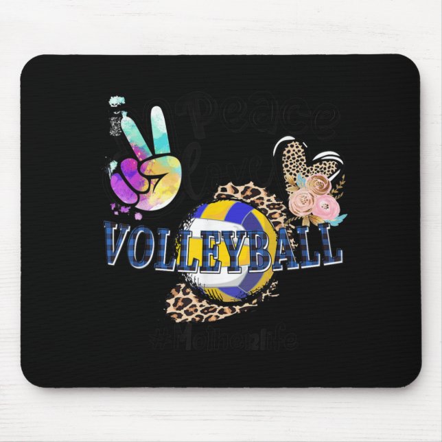 Mousepad Paz Amor Voleibol Mãe Vida Mãe Avó Leop (Frente)