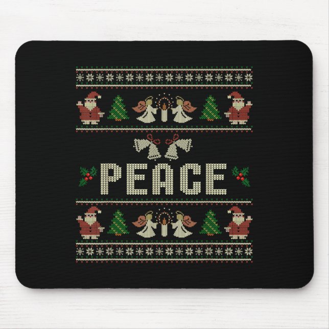 Mousepad Paz Eu Venho Em Paz Casal Combinando Ugly Christm (Frente)