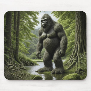 Mousepad Pé grande em pé em um riacho de desenho animado