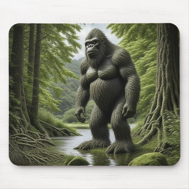 Mousepad Pé grande em pé em um riacho de desenho animado (Frente)