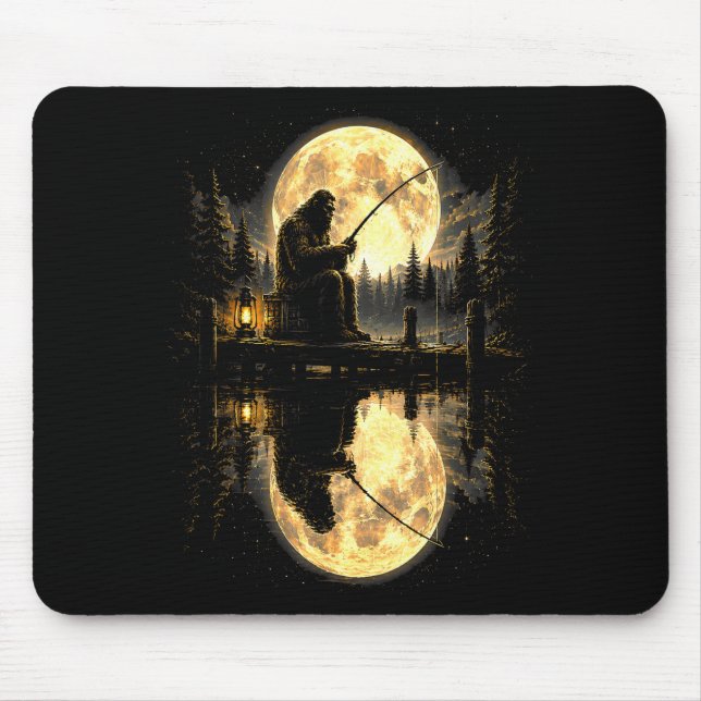Mousepad Pé-grande pescando reflexo do lago da lua cheia ao (Frente)