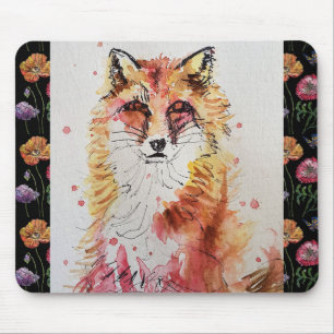 Mousepad Pé Vermelha Coca-branca Pintada Aquarela Mouse Fló