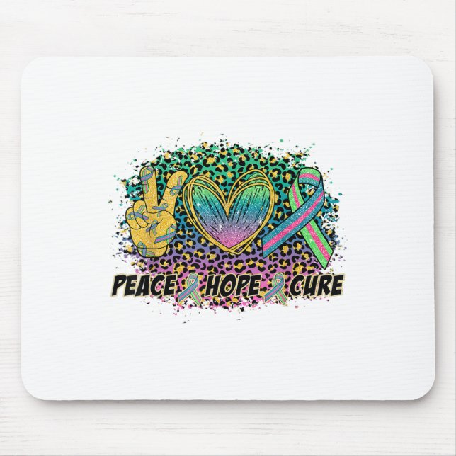 Mousepad Peace Hope Cure Mbc Awarness Warrior Green Teal P (Frente)