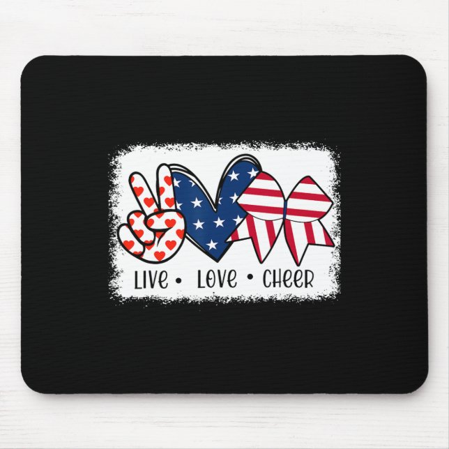 Mousepad Peace Love Chee Usa Flag 4 De Julho (Frente)