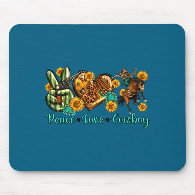 Mousepad Peace Love Cowboy Western Rodeo Rodeo Life Western (Frente)