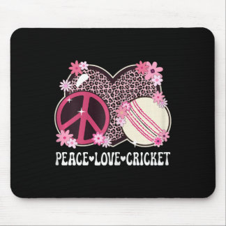 Mousepad Peace Love Cricket Lover Leopard Print Women Girls
