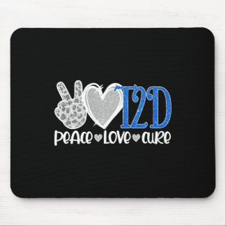 Mousepad Peace Love Cure Type 2 Diabetes Awarts T2D Blue