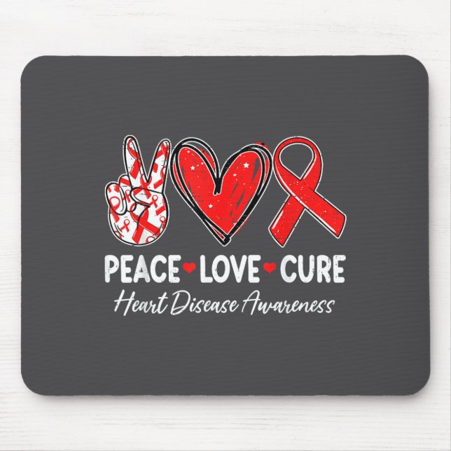 Mousepad Peace Love Heart Health Heart Disease Awareness Ch (Frente)