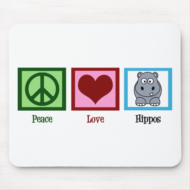 Mousepad Peace Love Hippos (Frente)
