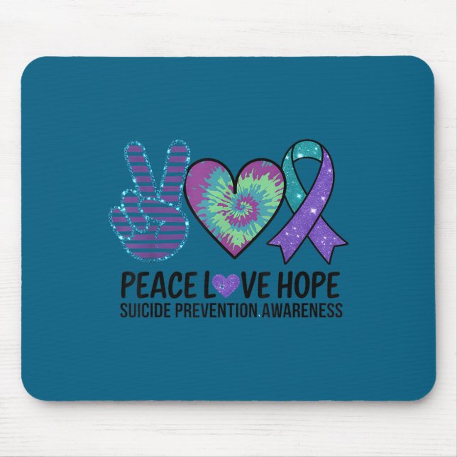 Mousepad Peace Love Hope Suicide Prevention Tie Dye Awarene (Frente)