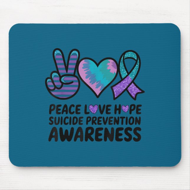 Mousepad Peace Love Hope Suicide Prevention Tie Dye Awarene (Frente)
