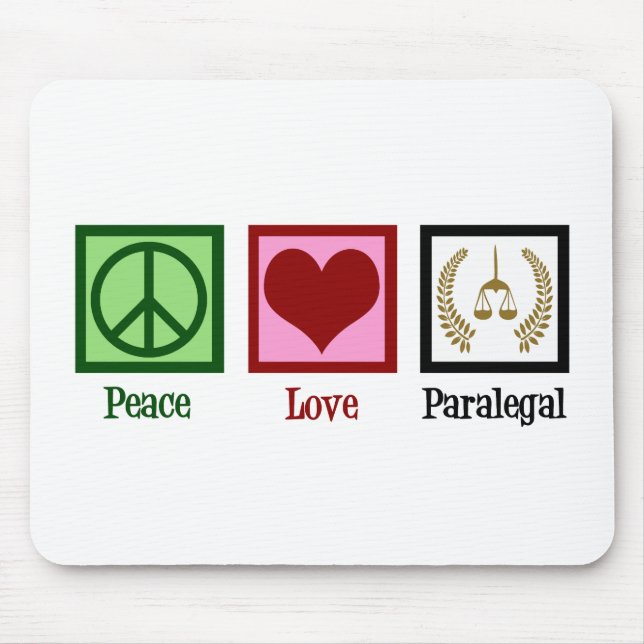 Mousepad Peace Love Paralegal (Frente)