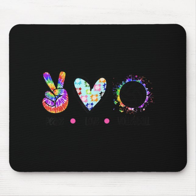 Mousepad Peace Love Voleibol Tie Dye Rainbow Trippy Hippi (Frente)