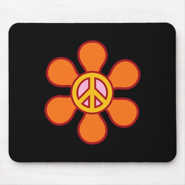 Mousepad PEACE SIGN LOVE 60s 70s Groovy Hippie Costume Hall (Frente)