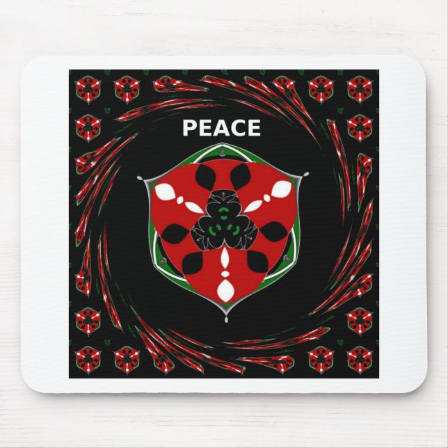 Mousepad "Peace: with Shield Emblem" Art Impressão (Frente)