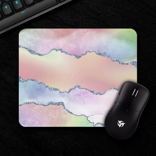 Mousepad Peach Agate   Bonito Ombro de Aquarela Holográfic