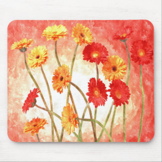 Mousepad Peach Daisy Garden Watercolor