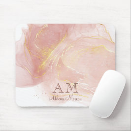 Mousepad Peach Pink Watercolor Ink Personalizável
