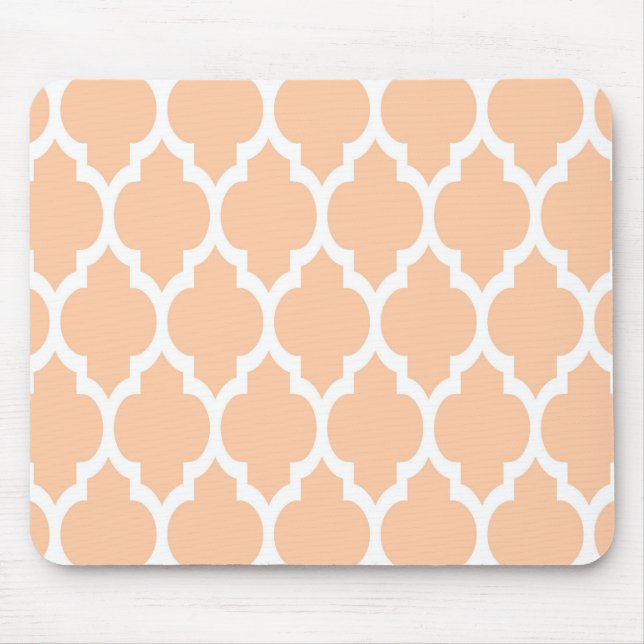 Mousepad Peach White Quatrefoil Patterno Marroquino #4 (Frente)