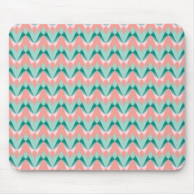 Mousepad Peach Yukka Rosa E Padrão ZigZag Verde (Frente)