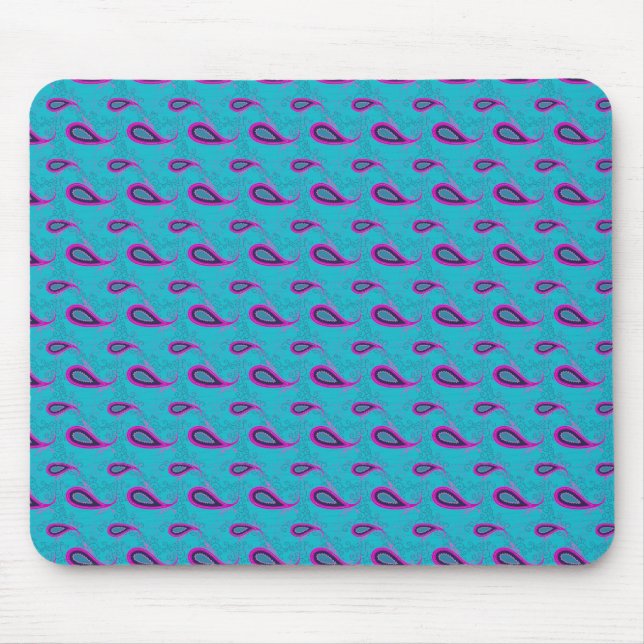 Mousepad Peacock e Magenta Paisley Pattern (Frente)