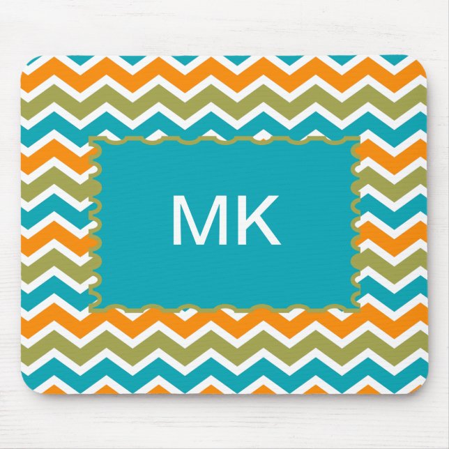 Mousepad Peacock Vibrant Tribal Zigzag (Frente)