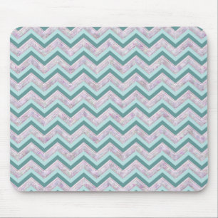 Mousepad Pearl Floral Teal ZigZag Padrão