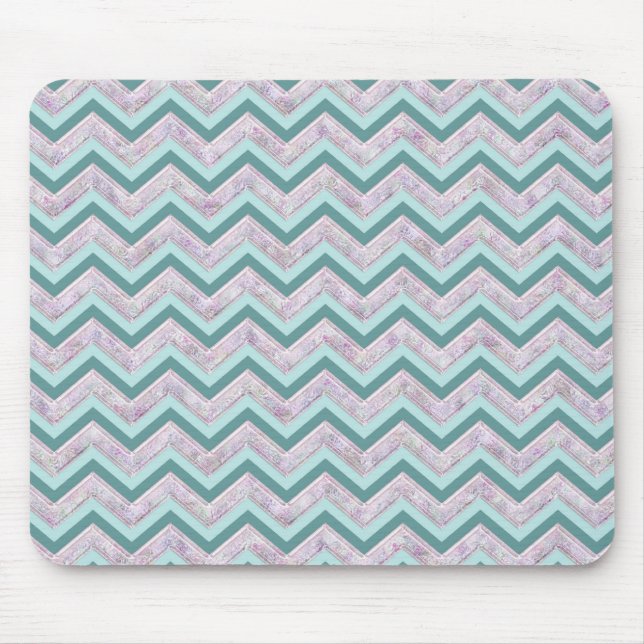 Mousepad Pearl Floral Teal ZigZag Padrão (Frente)