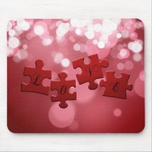 Mousepad Peças de Quebra-cabeça de Script de Amor
