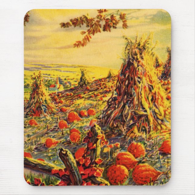 Mousepad Pedaço de Abóbora de Halloween Vintage com Montes  (Frente)