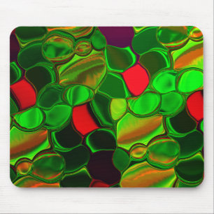 Mousepad Pedaços de mandris, cír e formas arredondadas.