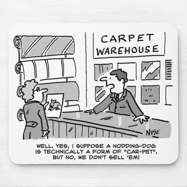 Mousepad Pedido de Nodding Dog em um Compro de Carpete (Frente)