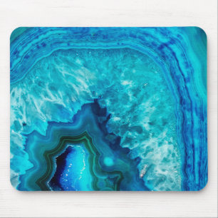 Mousepad Pedra azul de mineral de Geode de turquesa do Aqua