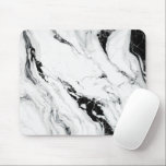 Mousepad Pedra-mármore branca-abstrato<br><div class="desc">Pasta de rato de mármore branco e preto elegante.</div>